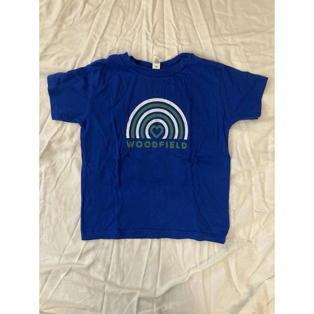 5T Bella+Canvas Kids girl clothes - 1 piece T shirt | solid blue & rainbow theme